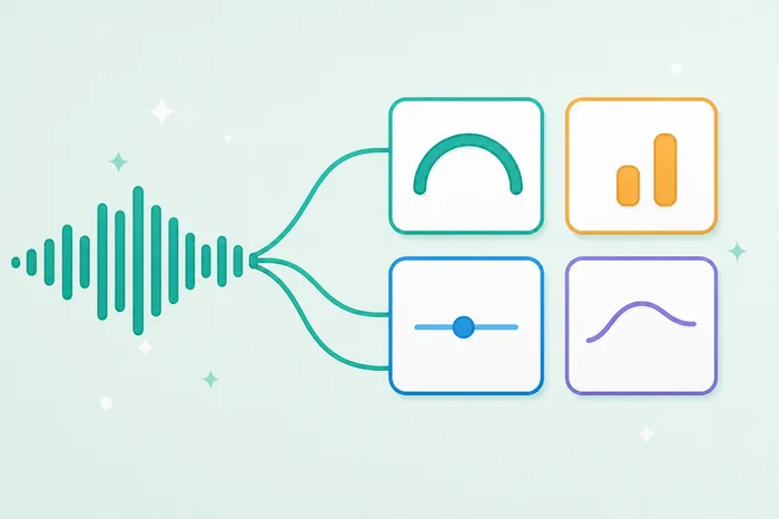 One stream of speech separating into four measured tracks.